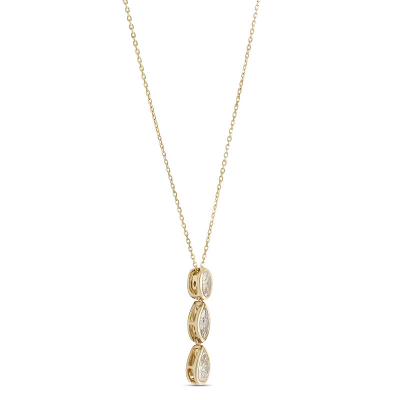 Oval, Marquise and Pear Shaped Diamond Necklace, 14K Yellow Gold image number 3