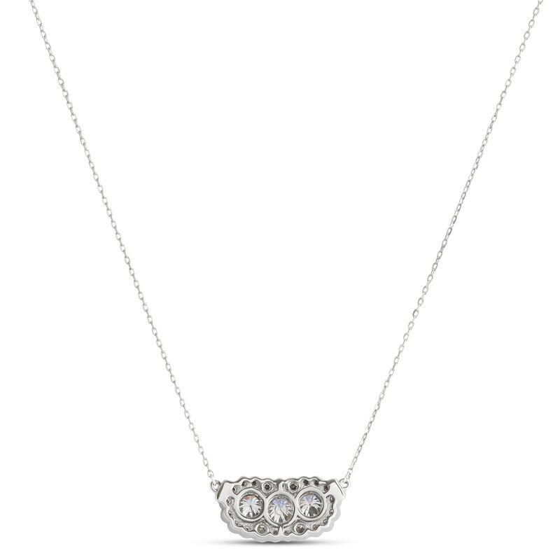 Three Stone Diamond Cluster Pendant, 14K White Gold image number 1