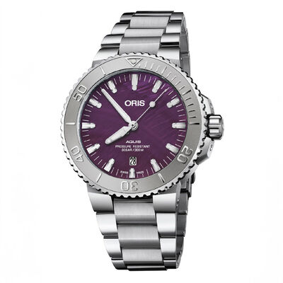 Oris x Ben Bridge Limited Edition Aquis Purple Dial Watch, 43mm
