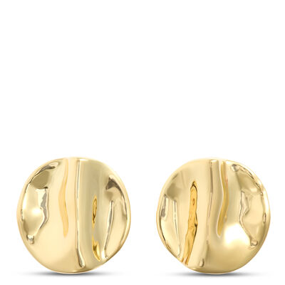 Toscano 20MM Rippled Button Stud Earrings, 14K Yellow Gold