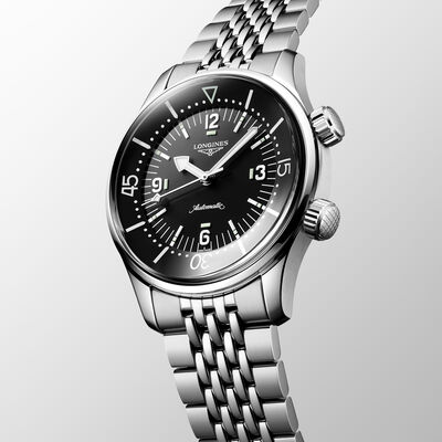 Longines Legend Diver Black Dial Watch, 39mm