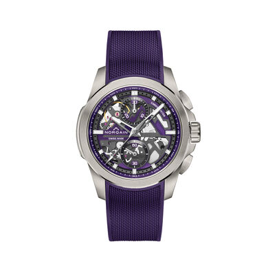 NORQAIN Independence Skeleton Chrono Purple Dial Watch, 42mm