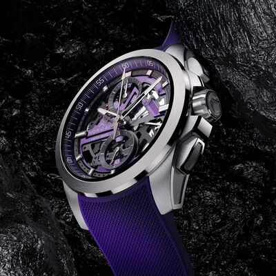 NORQAIN Independence Skeleton Chrono Purple Dial Watch, 42mm