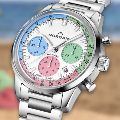 NORQAIN Freedom 60 Chrono &ldquo;ENJOY LIFE&rdquo; Special Edition White Dial Watch, 40mm