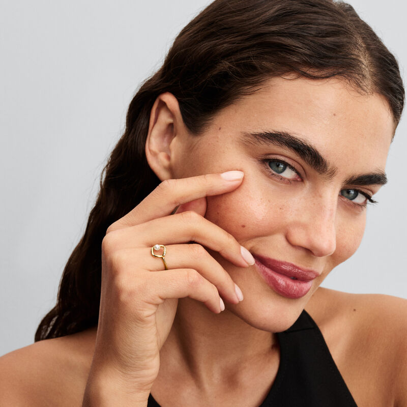 Pandora Organically Shaped Pav&eacute; Circle & Treated Freshwater Cultured Pearl Ring image number 2