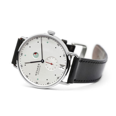 NOMOS Metro Date Power Reserve White Silver Dial Watch, 37mm
