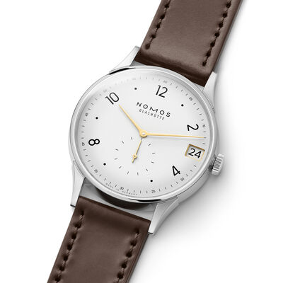 NOMOS Minimatik 39 Date Gold White Dial Watch, 39.5mm