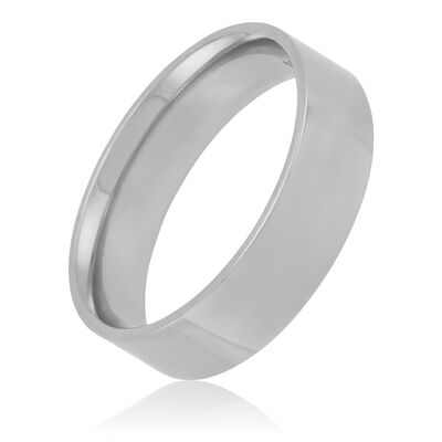 White Gold Polished Pipe Comfort Fit 6mm Band 14K