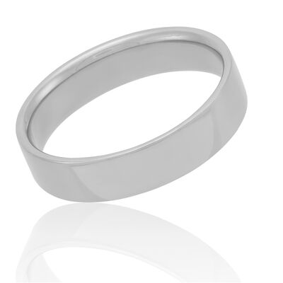 White Gold Polished Pipe Comfort Fit 5mm Band 18K