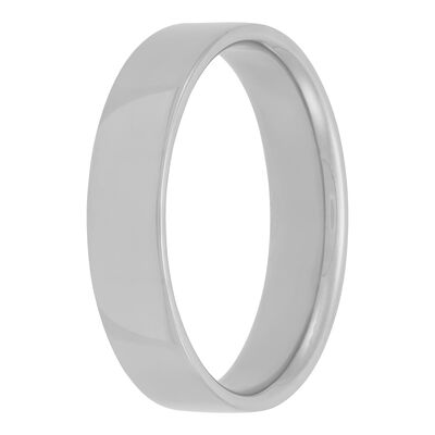 White Gold Polished Pipe Comfort Fit 5mm Band 18K
