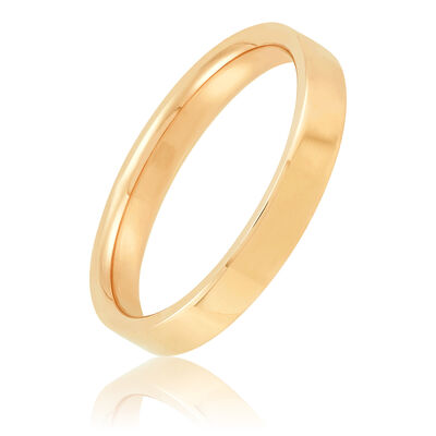 Yellow Gold Polished Pipe Comfort Fit 3mm Band 14K