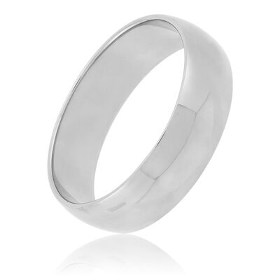 White Gold Polished Rounded 6mm Band 14K