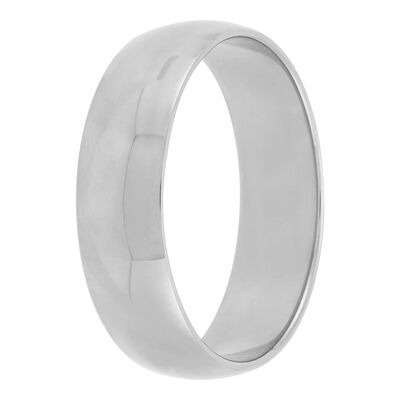 White Gold Polished Rounded 6mm Band 14K