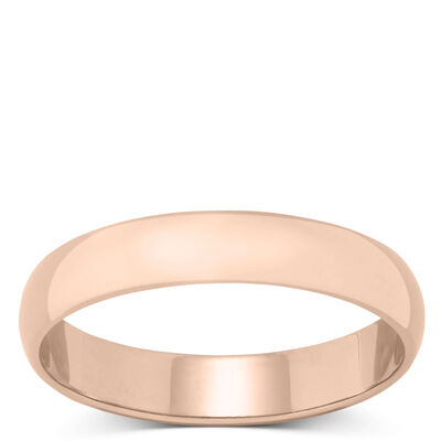 Rose Gold Polished Rounded 4mm Band 18K