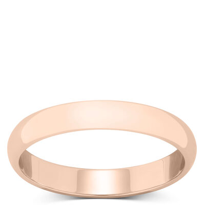 Rose Gold Polished Rounded 3mm Band 18K