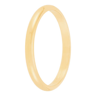 Yellow Gold Polished Rounded 2mm Band 14K