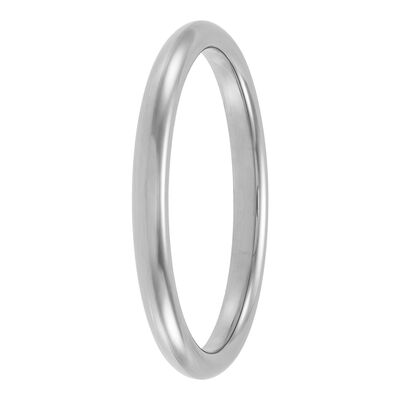 White Gold Polished Rounded Comfort Fit 2mm Band 14K
