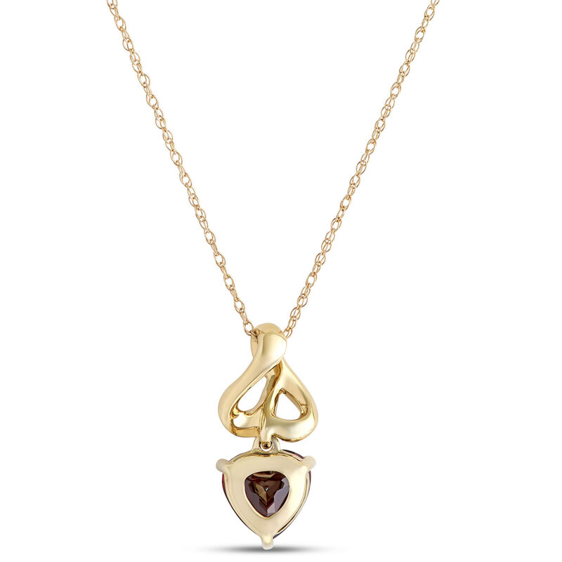 Heart Shaped Garnet Pendant Necklace, 14K Yellow Gold image number 2