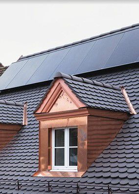 Solar panels on roof of house