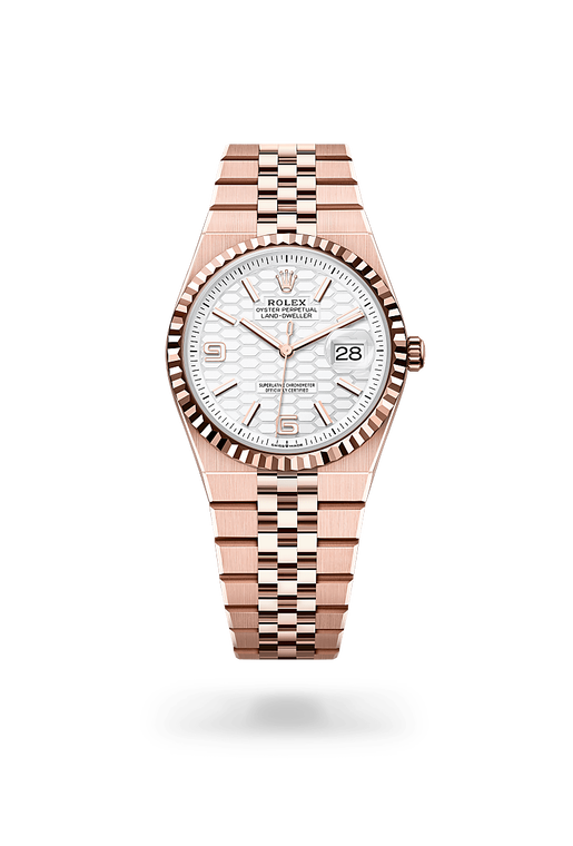 rolex land-dweller in 18 kt everose gold, m127235-0001 - ben bridge