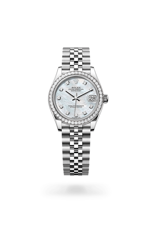 rolex datejust in white rolesor - combination of oystersteel and white gold, m278384rbr-0008 - ben bridge